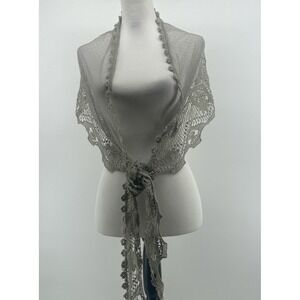 RYU Sheer Lace Capelet Scarf Shawl Overlay Grey Elegant Formal Anthropologie